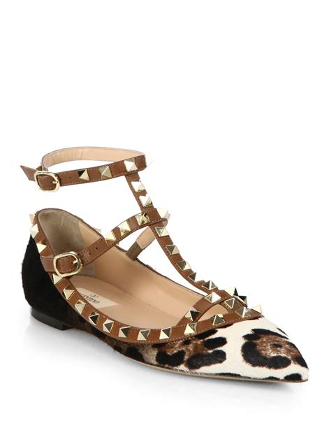 Schutz Gemma Leopard Print Hair Calf Flats .